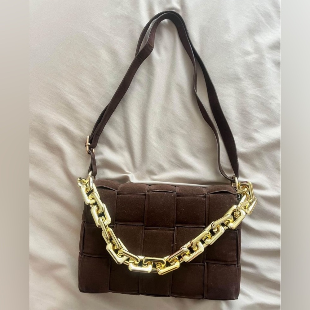 Brown and gold purse